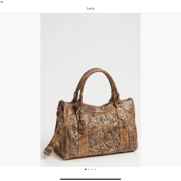 FRYE Deborah Studded Handbag Satchel – Brown Distressed Italian Leather - Picture 3 of 8